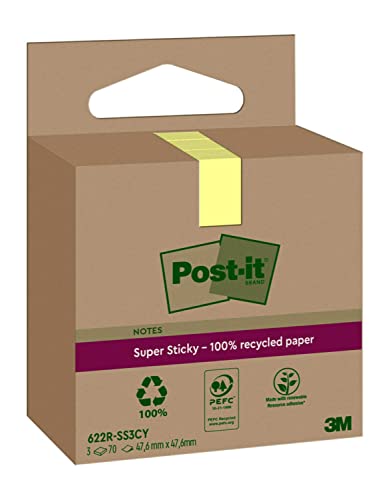 Recycled Sticky Notes 3 Pack – Extra Sticky 47.6×47.6 mm