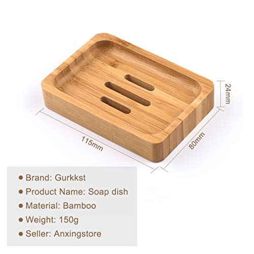 Natural Bamboo Soap Dish – 2 Pack Wooden Soap Holder for Bathroom & Shower