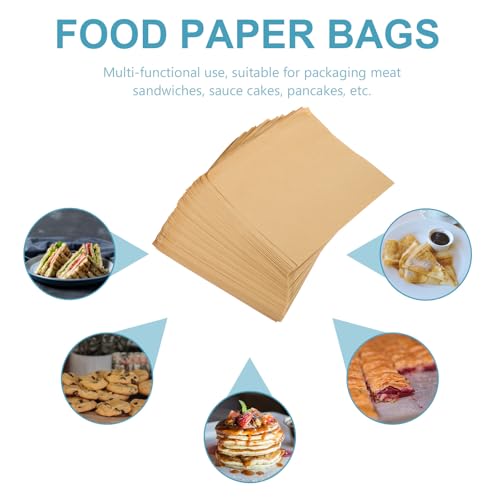 100 Pack Greaseproof Paper Bakery Bags – Oil Proof Sheets