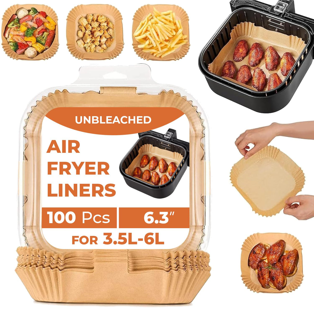 Disposable Air Fryer Liners 100 Pack – Greaseproof Paper