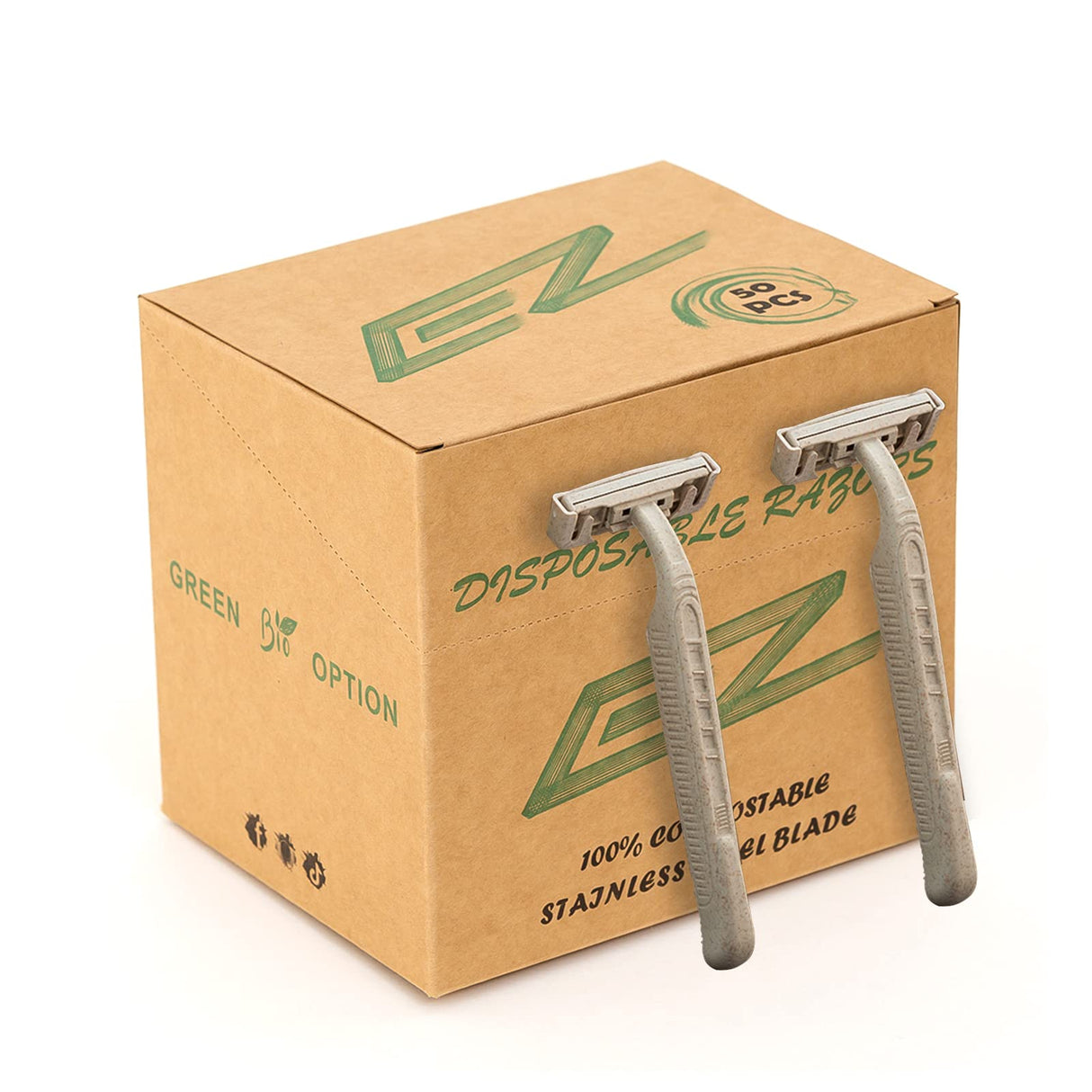 Biodegradable Disposable Razors 50pcs – Eco Shavers