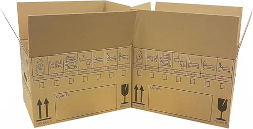 Corrugated Moving Boxes – 47×32×27 cm Strong Cardboard