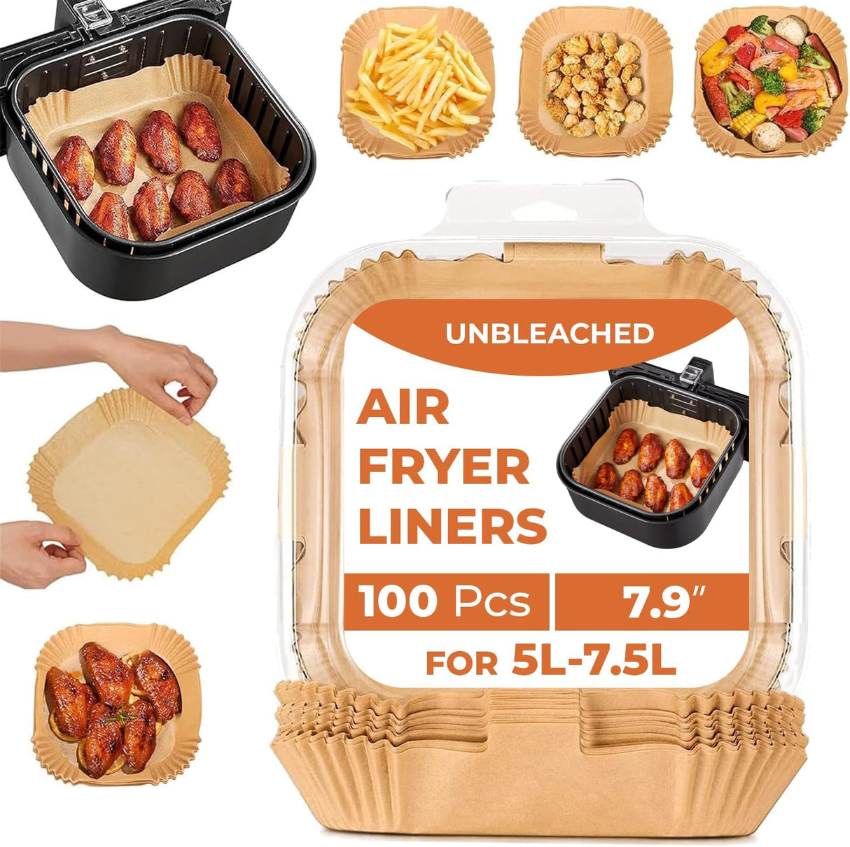 Disposable Air Fryer Liners 100 Pack – Greaseproof Paper