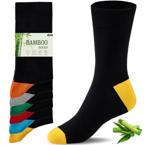 6 Pairs Bamboo Socks – Breathable, Comfortable Crew Socks