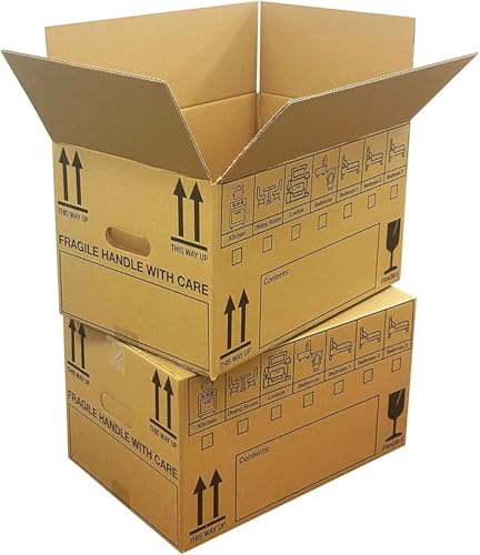 Corrugated Moving Boxes – 47×32×27 cm Strong Cardboard