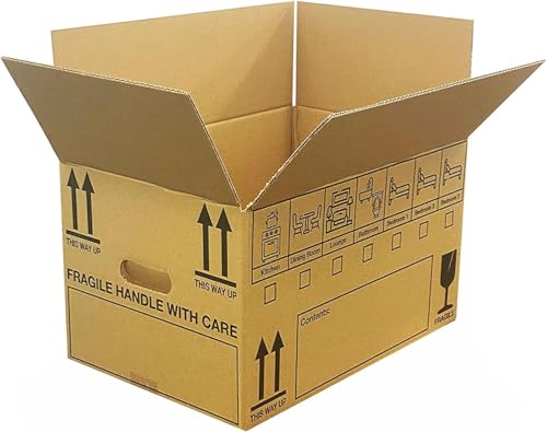 Corrugated Moving Boxes – 47×32×27 cm Strong Cardboard