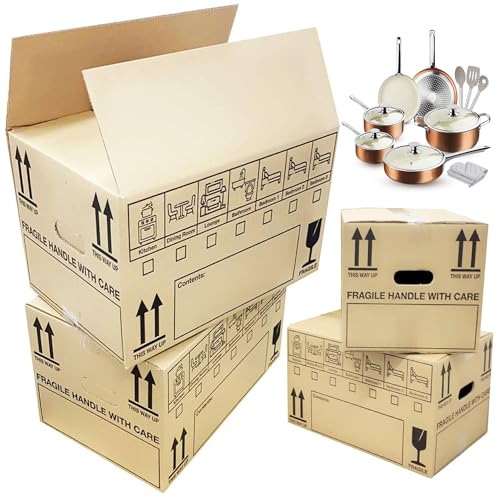 Corrugated Moving Boxes – 47×32×27 cm Strong Cardboard