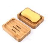 Natural Bamboo Soap Dish – 2 Pack Wooden Soap Holder for Bathroom & Shower