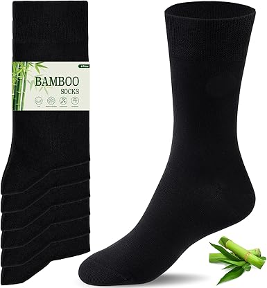6 Pairs Bamboo Socks – Breathable, Comfortable Crew Socks