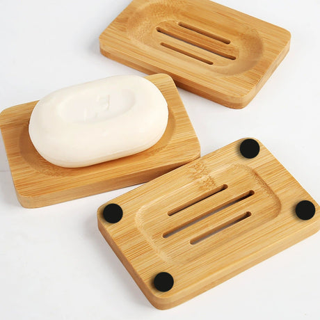 Natural Bamboo Soap Dish – Wooden Soap Holder for Bathroom & Shower