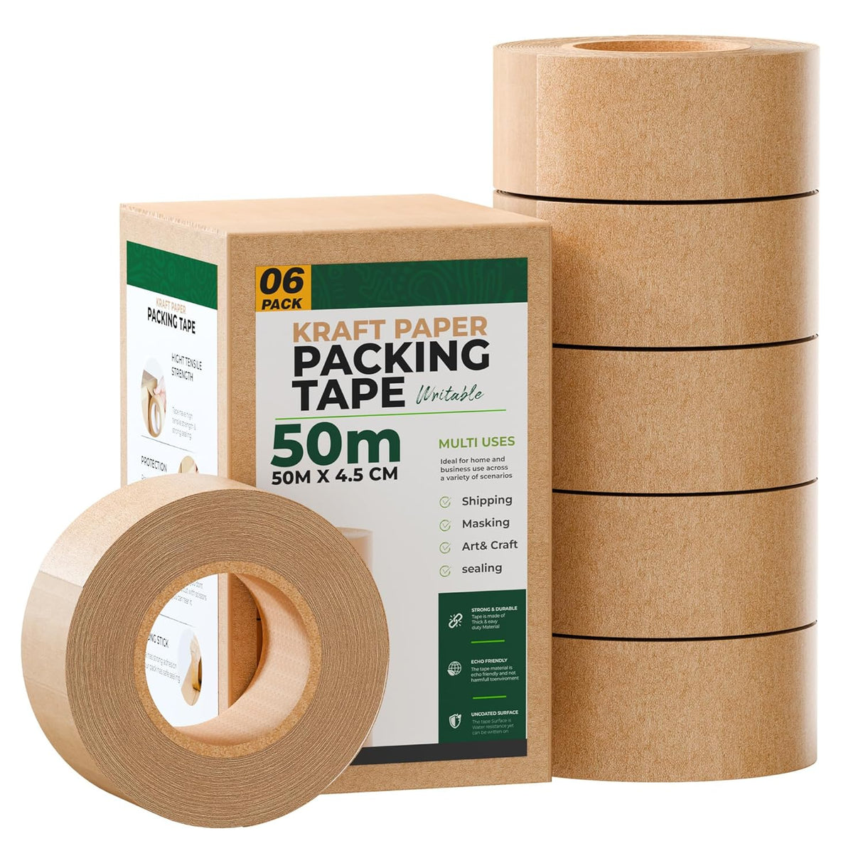 Kraft Paper Packing Tape 48mm×50 m – Recyclable & Eco Friendly